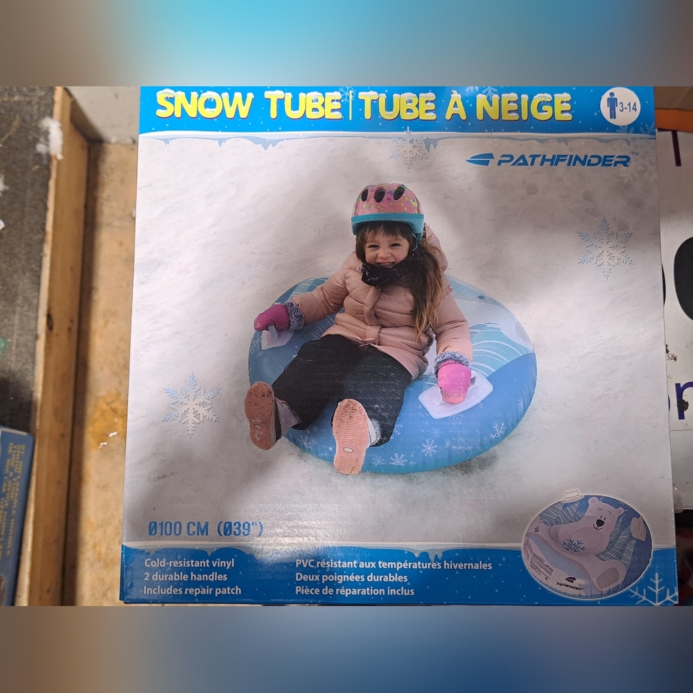 New Pathfinder Blue Snow Tube With Polar Bear Print for Kids Ages 3-14